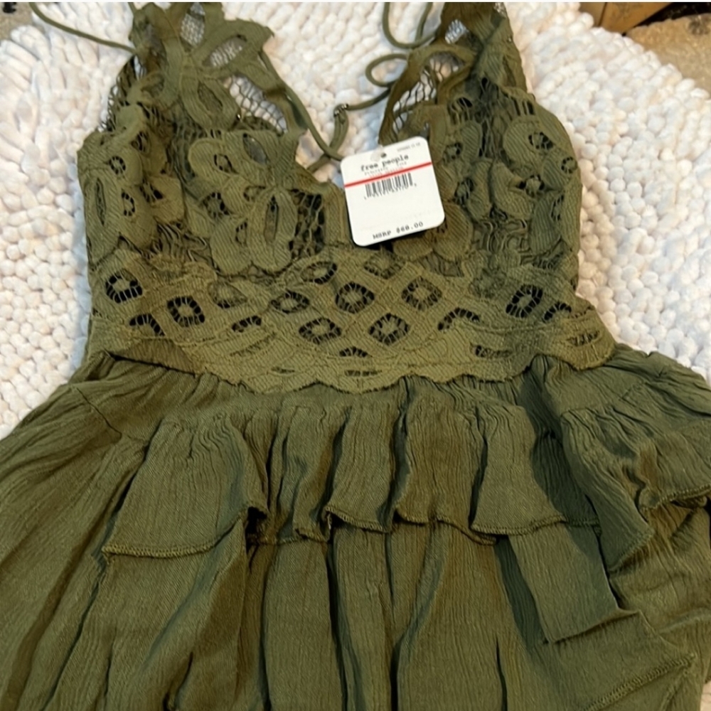 NWT Free People Womens Adella Cami In Olive Sparrow - Picture 4 of 4